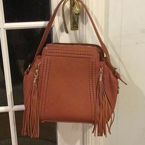 Tan Satchel Tassel Handbag